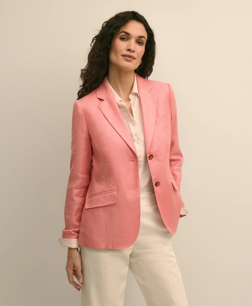 Women Linen Blend Jacket - Brooks Brothers Outlet