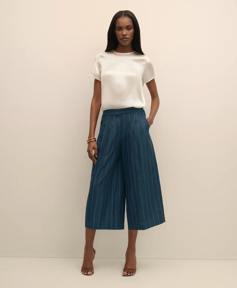 Sale Lyocell-Blend Stripe Wide-Leg Culottes - Brooks Brothers On sale