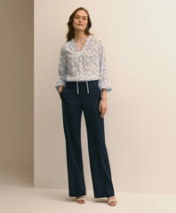 Women Linen-Blend Wide-Leg Pants - Brooks Brothers US