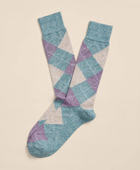 Men Linen-Cotton Blend Argyle Socks - Brooks Brothers On sale