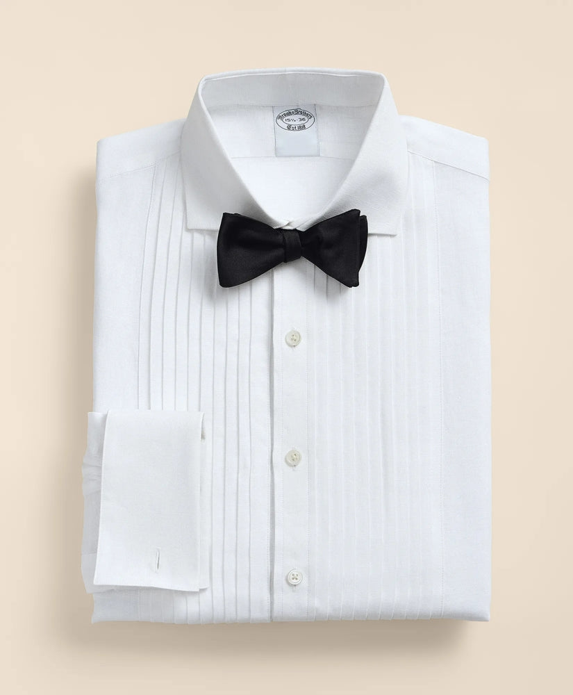 Men Linen Londoner Collar, Pleated Bib Tuxedo Shirt - Brooks Brothers Discount