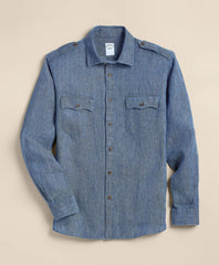 Men Linen Twill Shirt Jacket - Brooks Brothers Online