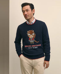 Sale Men's Lunar New Year Merino Wool-Blend Intarsia Crewneck Sweater - Brooks Brothers