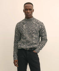 Sale Merino Wool Aran Marled Mock Neck Sweater - Brooks Brothers Outlet
