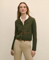 Sale Brushed Merino Wool Suede Trim Sweater Jacket - Brooks Brothers Online
