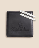Men Metallic Collar Stays with Nappa Leather Case