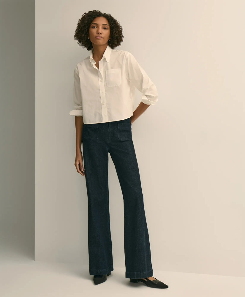 Women Patch Pocket Bootcut Jeans