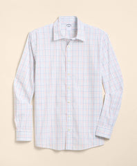 Men Performance Series Stretch Spread Collar, Tattersall Sport Shirt - Brooks Brothers Outlet