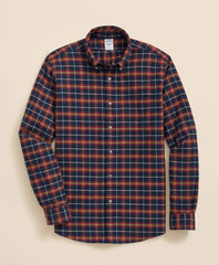 Sale Portuguese Flannel Polo Button Down Collar, WIndowpane Shirt - Brooks Brothers On sale