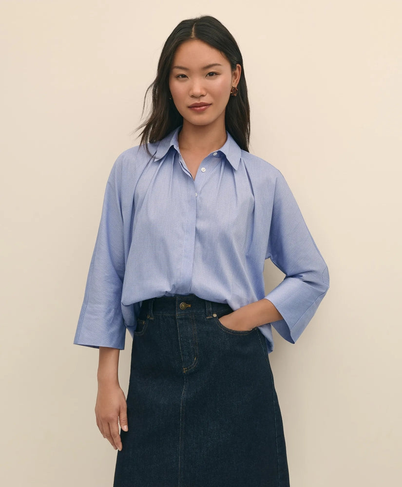 Shirts Relaxed Cotton Dobby Shirt With Wide Sleeves - Brooks Brothers Discount