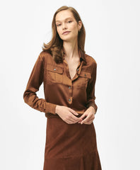 Shirts Relaxed Utility Blouse in Washable Silk - Brooks Brothers On sale