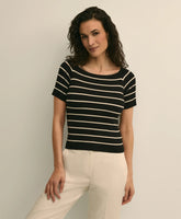 Women Silk Blend Ballet Neck Stripe Sweater - Brooks Brothers For sale