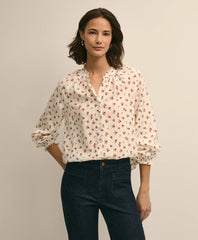 Sale Silk-Cotton Floral Print Blouse - Brooks Brothers On sale