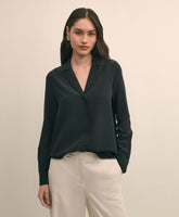 Shirts Silk Crepe Notch-Collar Blouse - Brooks Brothers