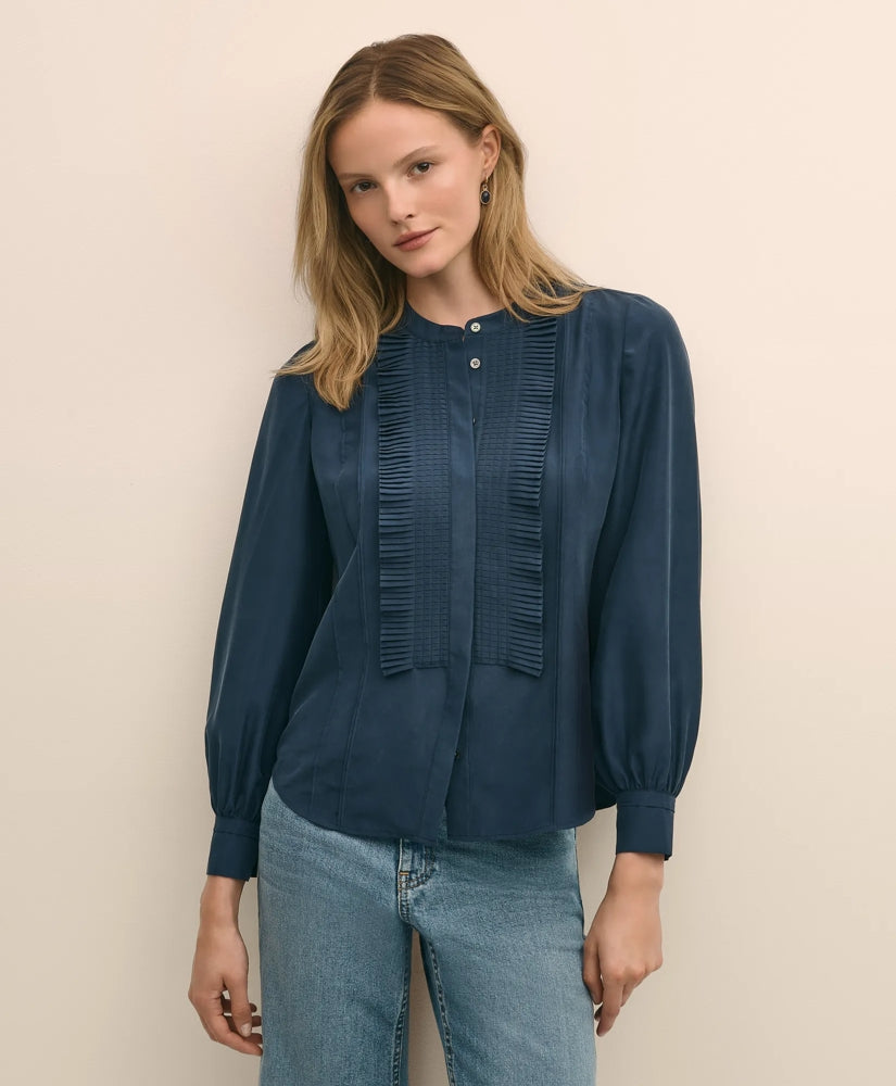 Sale Silk Habotai Pintucked Blouse - Brooks Brothers Outlet