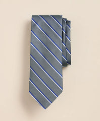 Men Silk Oxford-Weave Stripe Tie - Brooks Brothers Discount