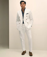 Tailored Slim Fit Cotton-Linen Herringbone Single-Pleat Suit Pants - Brooks Brothers sale