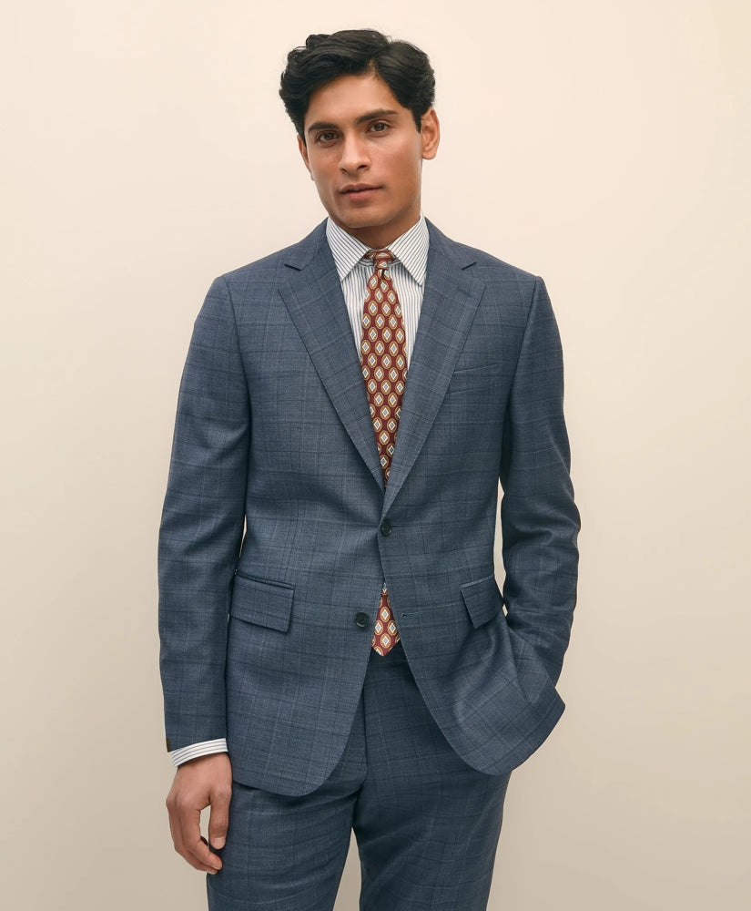 Men Slim Fit Wool Check 1818 Suit - Brooks Brothers