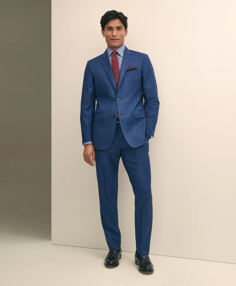 Men Slim Fit Wool Sharkskin 1818 Suit - Brooks Brothers Online