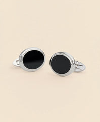 Men Sterling Silver Onyx Oval Rhodium-Plated Cufflinks - Brooks Brothers Near me