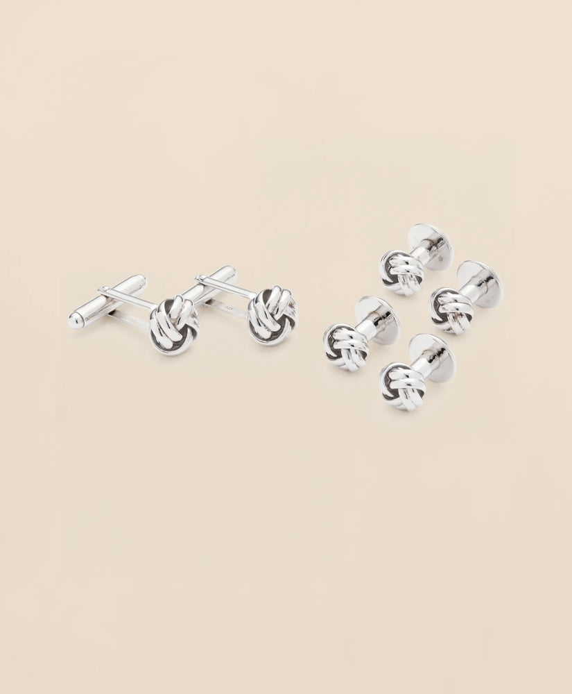 Men Sterling Silver Rhodium-Plated Knot Cufflinks - Brooks Brothers