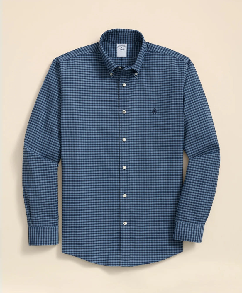 Sale Stretch Cotton Non-Iron Oxford Polo Button Down Collar, Gingham Shirt - Brooks Brothers sale