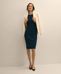 Women Stretch Crepe Short-Sleeve Sheath Dress - Brooks Brothers