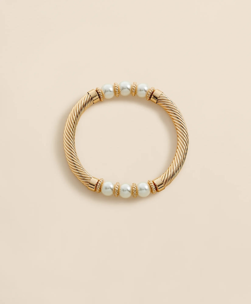 Women Stretch Faux-Pearl Bracelet with Gold-Plated Rope Detail - Brooks Brothers For sale