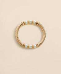 Women Stretch Faux-Pearl Bracelet with Gold-Plated Rope Detail - Brooks Brothers For sale