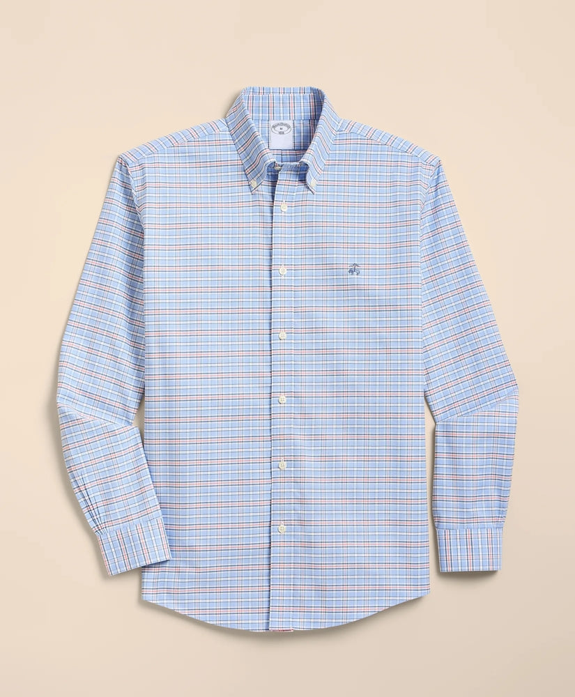 Shirts Stretch Non-Iron Cotton-Oxford Polo Button-Down, Check Sport Shirt - Brooks Brothers Discount