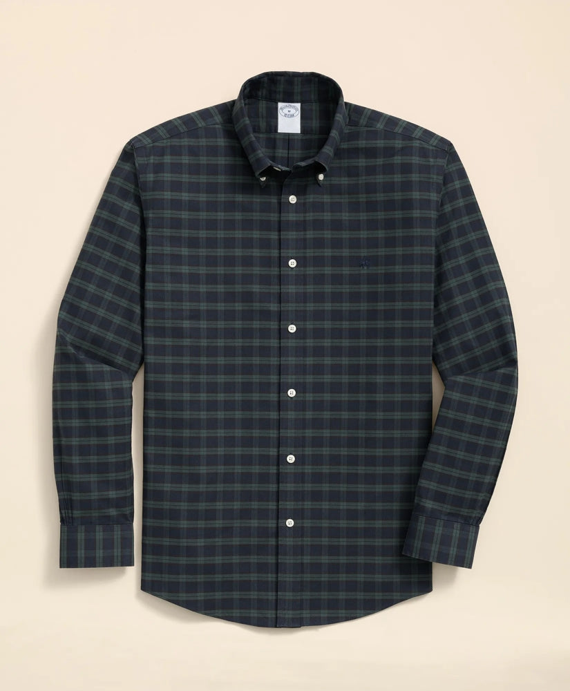 Sale Stretch Non-Iron Oxford Button-Down Collar, Black Watch Shirt - Brooks Brothers US