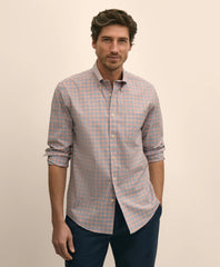 Men Stretch Cotton Non-Iron Broadcloth Polo Button-Down Collar, Check Sport Shirt - Brooks Brothers