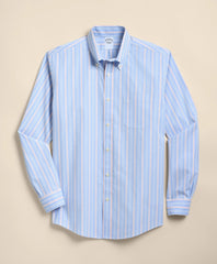 Men Stretch Cotton Non-Iron Broadcloth Polo Button-Down Collar, Stripe Sport Shirt - Brooks Brothers Discount