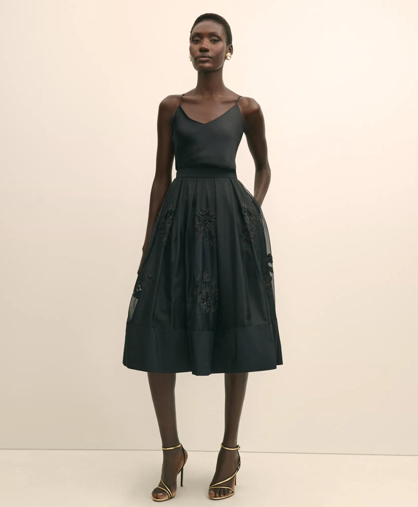 Sale Taffeta Skirt With Embroidered Organza Overlay - Brooks Brothers sale