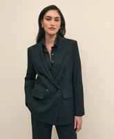 Women The Essentials Double-Breasted Peak Lapel Jacket in Wool Blend