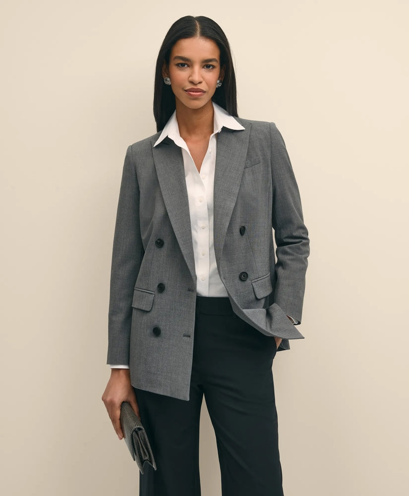 Sale The Essentials Double-Breasted Peak Lapel Jacket in Wool Blend - Brooks Brothers Discount