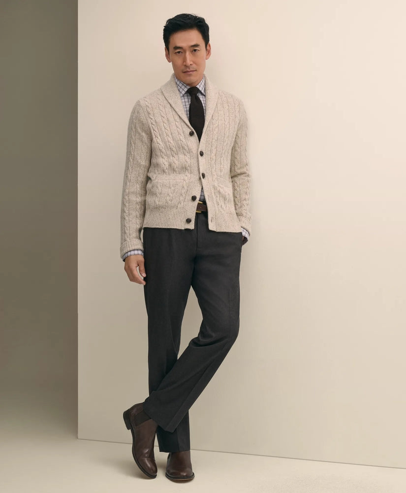 Men Traditional Fit Wool Flannel Dress Pants - Brooks Brothers Gift