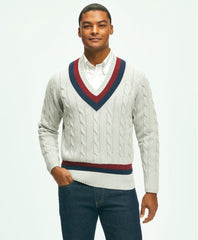 Men Vintage-Inspired Tennis V-Neck Sweater in Supima - Brooks Brothers On sale