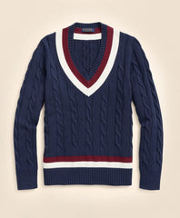 Men Vintage-Inspired Tennis V-Neck Sweater in Supima - Brooks Brothers On sale
