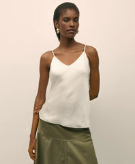 Women V-Neck Camisole in Washable Silk Charmeuse - Brooks Brothers Online