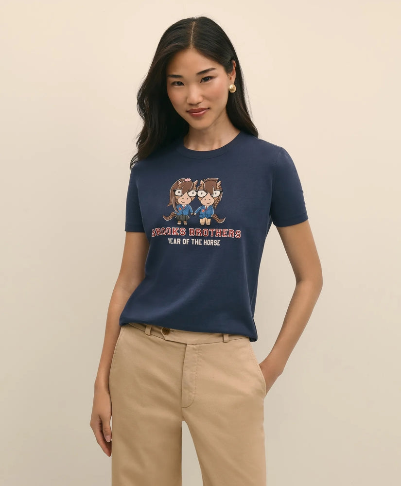 Sale Women's Lunar New Year 100% Cotton Graphic T-Shirt - Brooks Brothers On sale