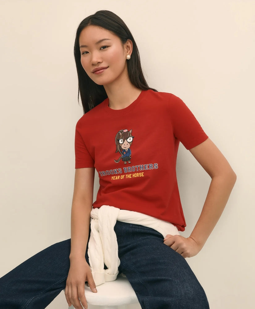 Sale Women's Lunar New Year 100% Cotton Graphic T-Shirt - Brooks Brothers sale
