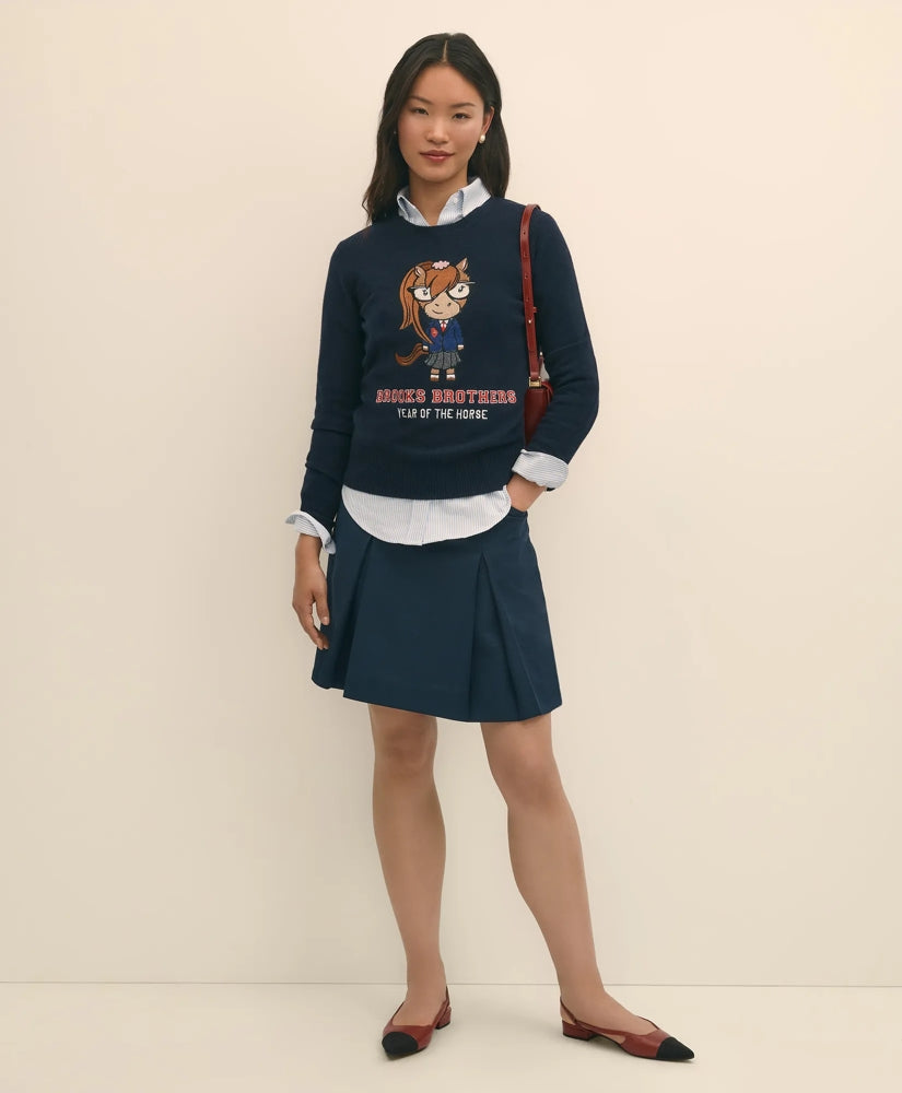 Sale Women's Lunar New Year Merino-Wool-Blend Intarsia Crewneck Sweater - Brooks Brothers On sale