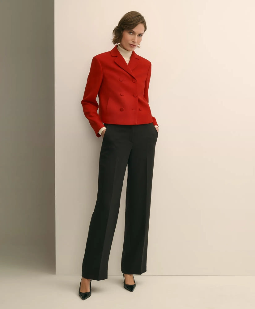 Sale Wool Blend High-Waisted Wide-Leg Pant - Brooks Brothers
