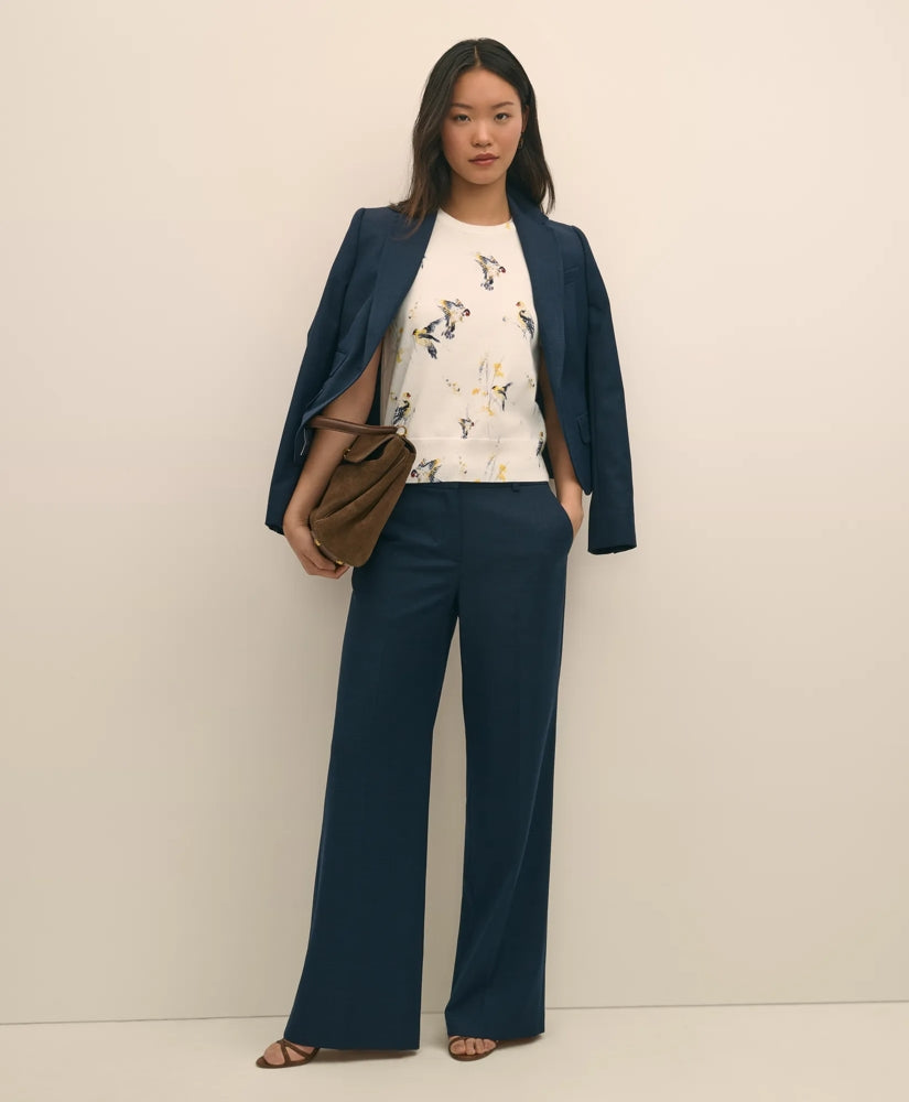 Sale Wool Blend Hopsack Wide-Leg Pants - Brooks Brothers Discount