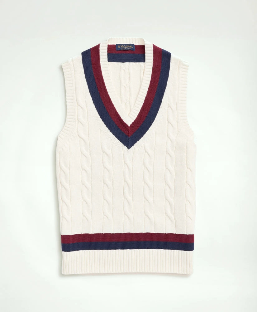 Men Vintage-Inspired Tennis V-Neck Vest in Supima - Brooks Brothers