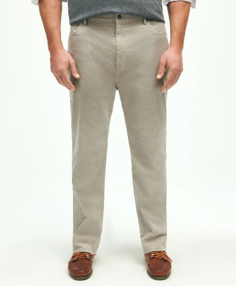 Men Big & Tall Five-Pocket Stretch Corduroy Cotton Pants