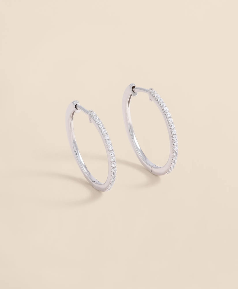 Women 0.25 CT. Lab-Grown Diamond 14k Gold Hoop Earrings - Brooks Brothers Gift