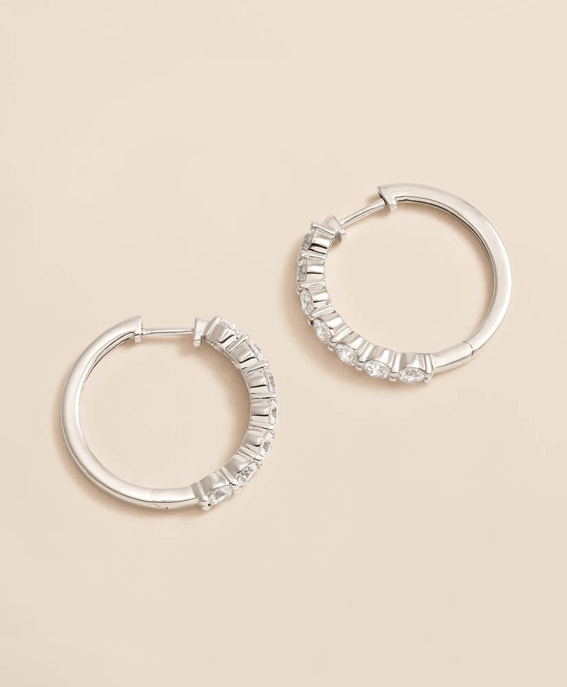 Women 0.5 CT. Lab-Grown Diamond 14k Gold Hoop Earrings - Brooks Brothers US