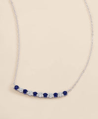 Women 0.63 CT. Lab-Grown Diamond 3mm Sapphire 14k White Gold Necklace - Brooks Brothers
